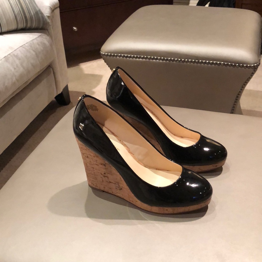 Patent leather wedges nwot